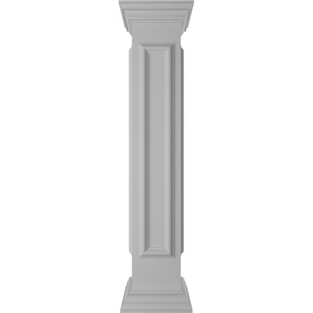 Ekena Millwork 8"W x 48"H End Newel Post with Panel, Peaked Capital & Base Trim (Installation kit included) NWL08X48EPP0B0